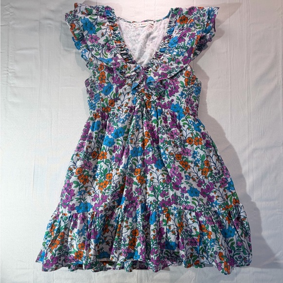 Anthropologie Roller Rabbit Blomst Dress V Neck Ruffle Sleeves Sz M Preppy - Picture 3 of 8